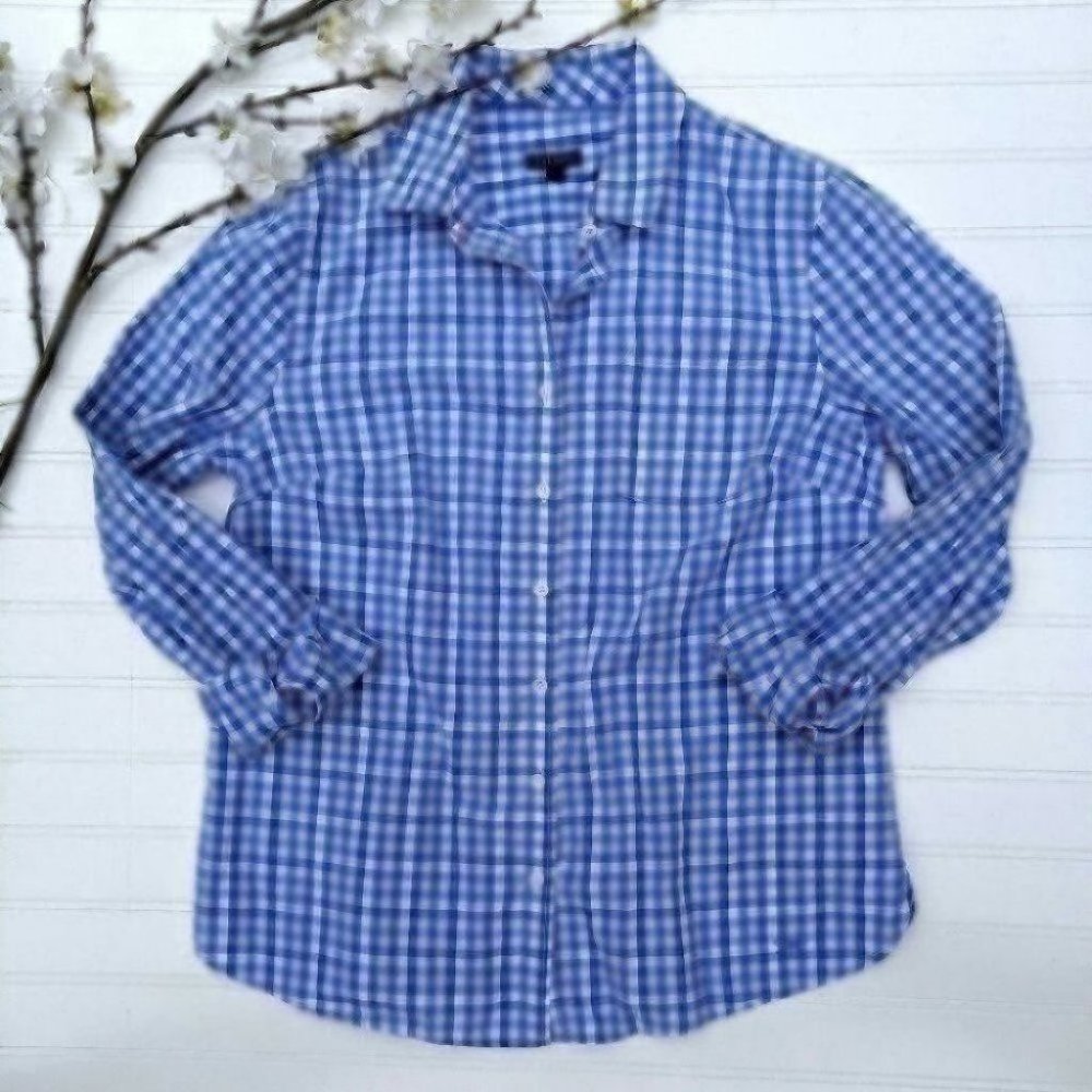Talbot's Blue/White Plaid Button Down